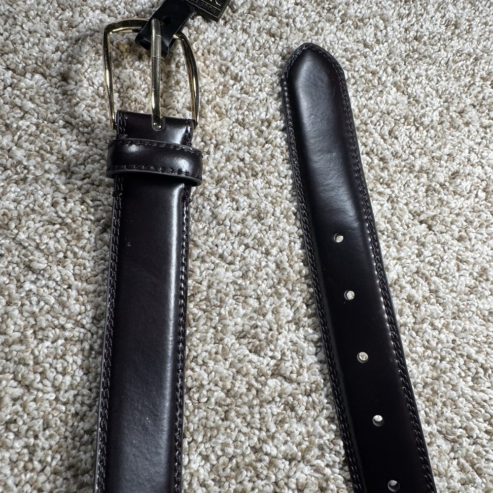 Jos. A. Bank Mens Size 44 Burgundy Classic Brass Hardware NWT 5 Hole Belt